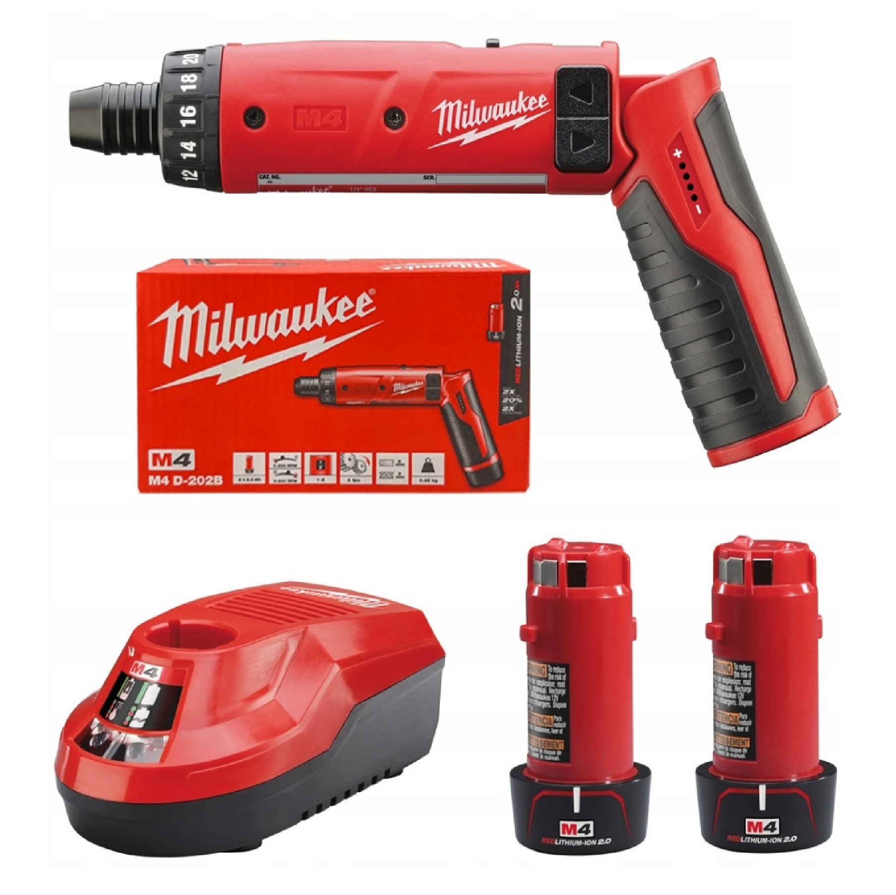 MILWAUKEE 2 X 4V 2.0AH LI-ION 1/4 HEX Screwdriver M4D-202B